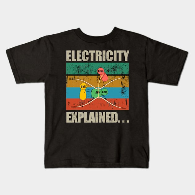 Electricity Explained ~ Vintage Kids T-Shirt by Design Malang